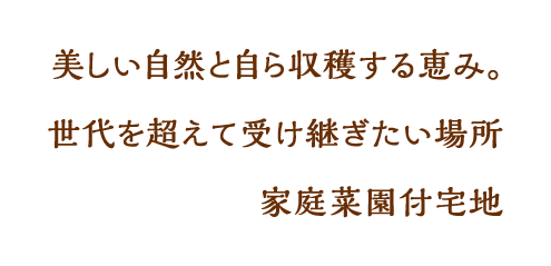 美しい自然と自ら収穫する恵み。世代を超えて受け継ぎたい場所家庭菜園付宅地